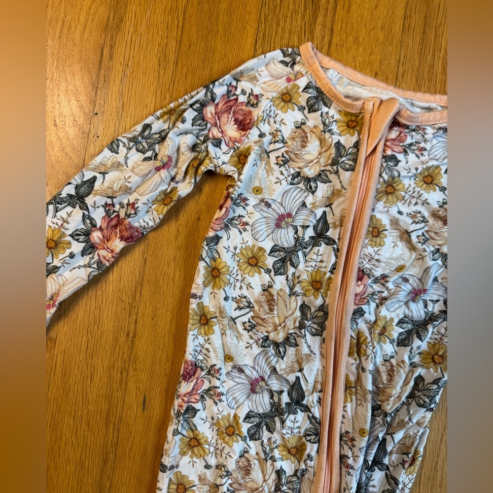 Floral Long Sleeve Zip-Up Onesie